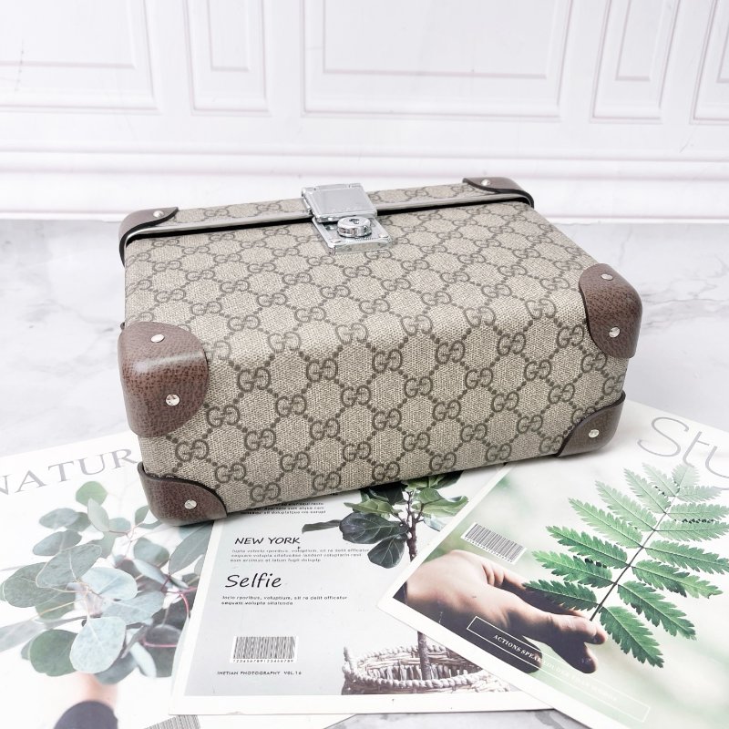 Gucci globe trotter秀款復古竹節小硬箱 化妝箱 24X9X16 98新配件肩帶 鑰匙 塵袋-5