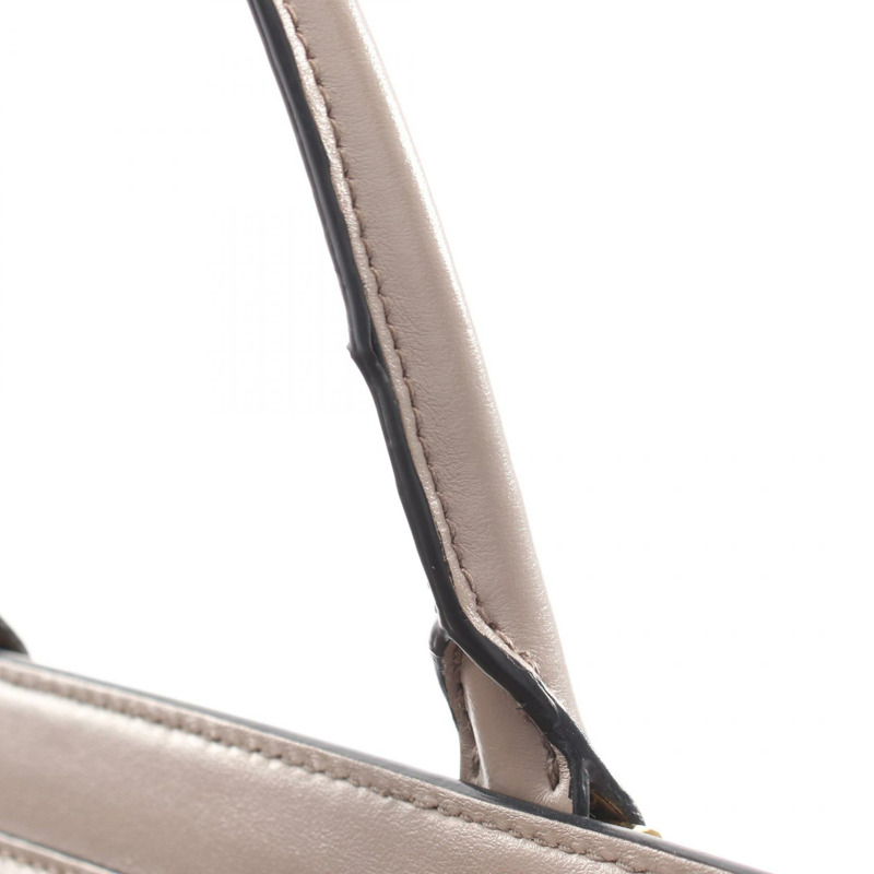 PRADA Logo 肩挎斜挎手提包,米色皮革,二手女款-6