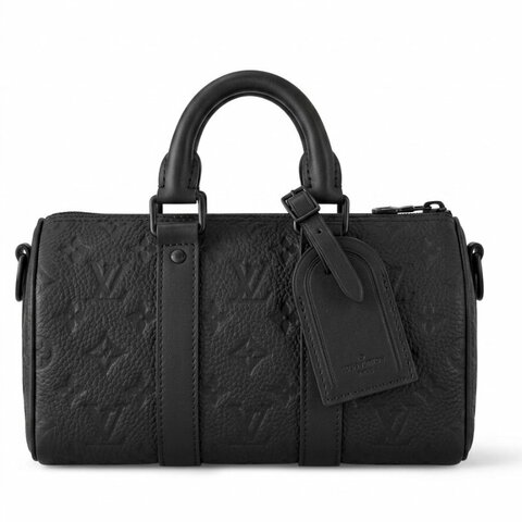 LV 黑色牛皮壓紋 KEEPALL 25
