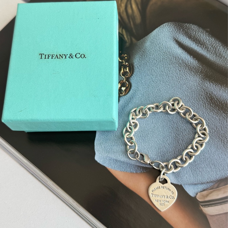 Tiffany &Co.愛心吊飾銀粗手鏈❤️🔥❤️🔥-0