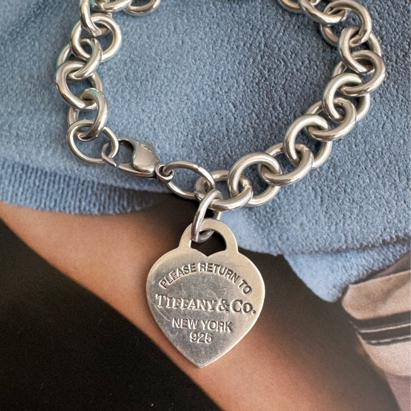 Tiffany &Co.愛心吊飾銀粗手鏈❤️🔥❤️🔥-1