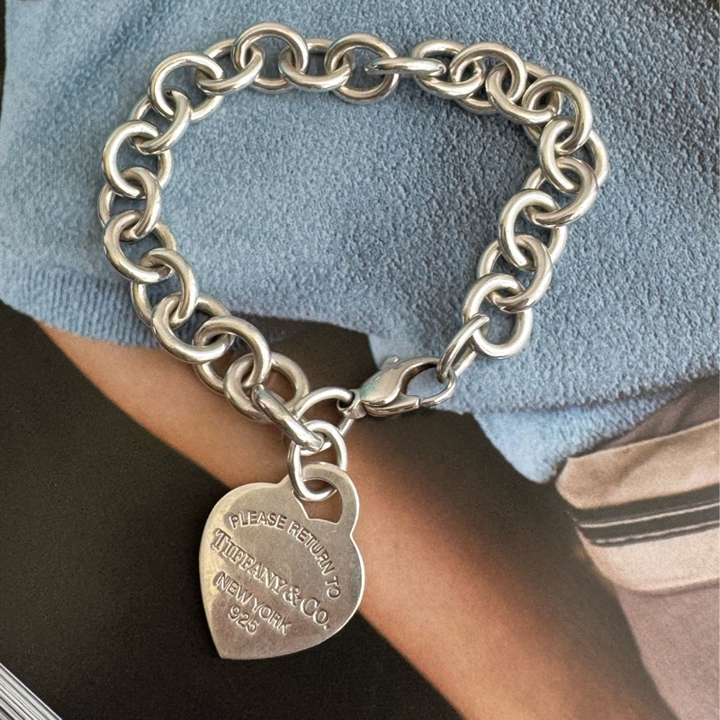 Tiffany &Co.愛心吊飾銀粗手鏈❤️🔥❤️🔥-4