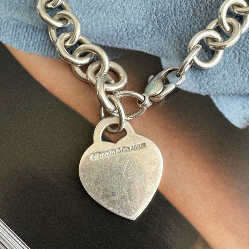 Tiffany &Co.愛心吊飾銀粗手鏈❤️🔥❤️🔥-5