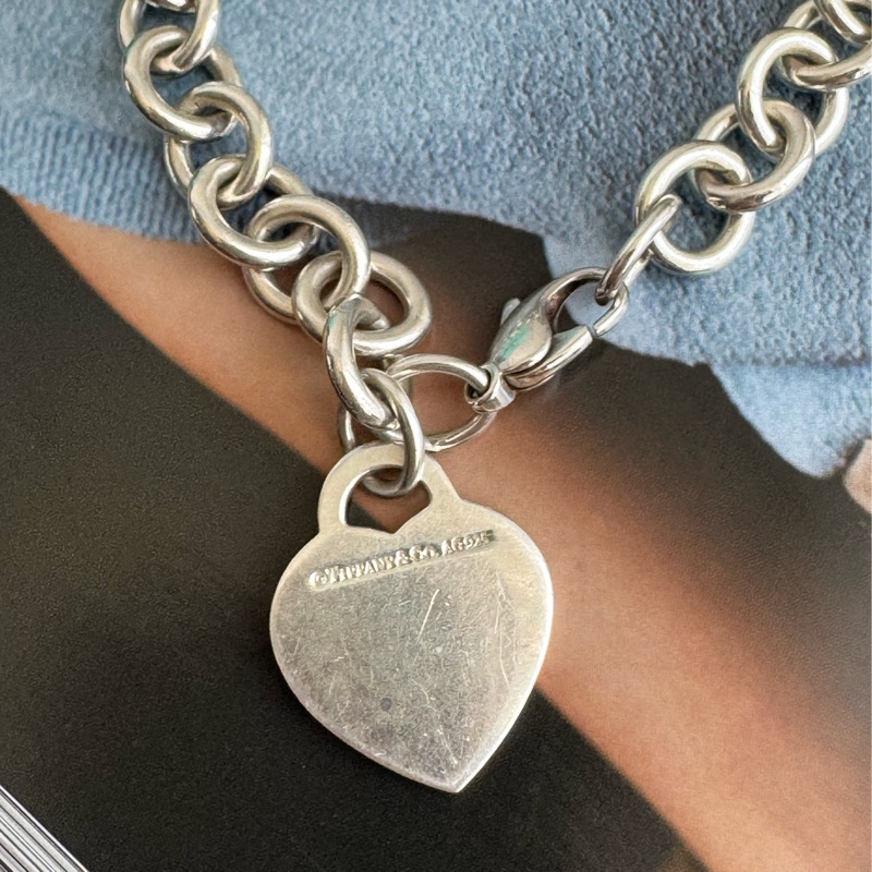 Tiffany &Co.愛心吊飾銀粗手鏈❤️🔥❤️🔥-6