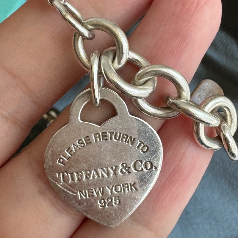 Tiffany &Co.愛心吊飾銀粗手鏈❤️🔥❤️🔥-9