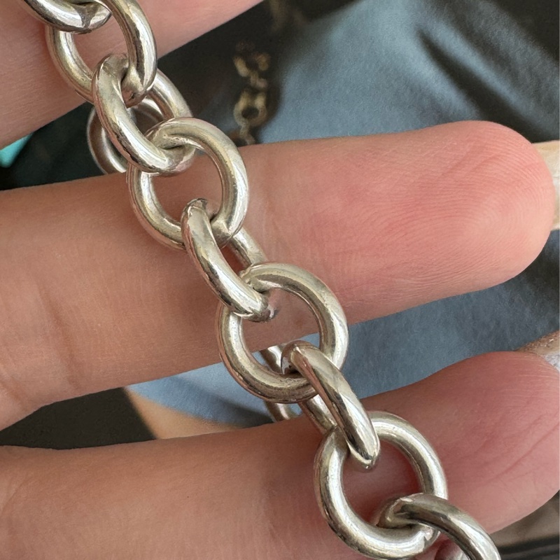 Tiffany &Co.愛心吊飾銀粗手鏈❤️🔥❤️🔥-12