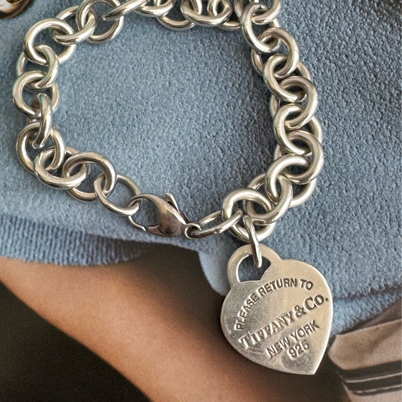 Tiffany &Co.愛心吊飾銀粗手鏈❤️🔥❤️🔥-14