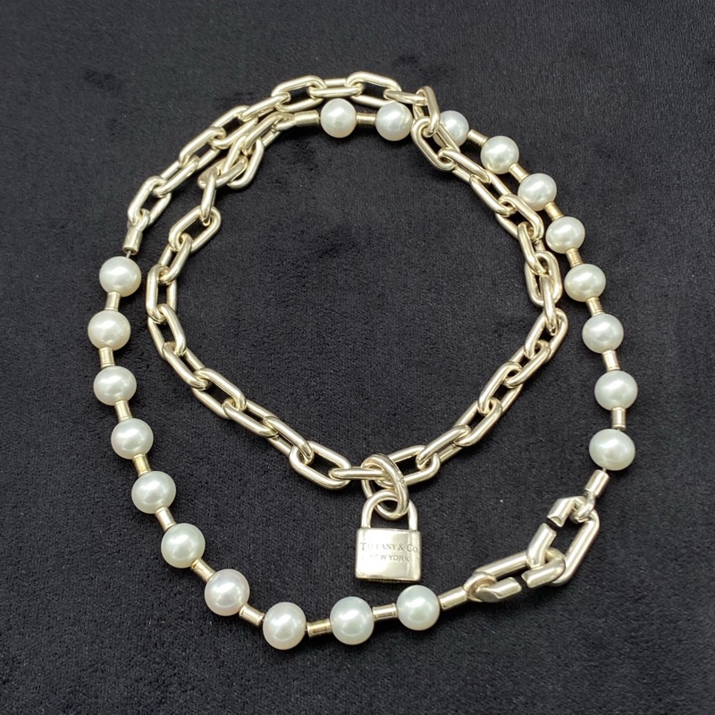 Tiffany&Co Tiffany hardwear系列珍珠鎖扣手鍊 男女同款 時髦鎖扣➕優雅珍珠 多種戴法-0