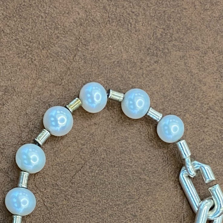 Tiffany&Co Tiffany hardwear系列珍珠鎖扣手鍊 男女同款 時髦鎖扣➕優雅珍珠 多種戴法-9