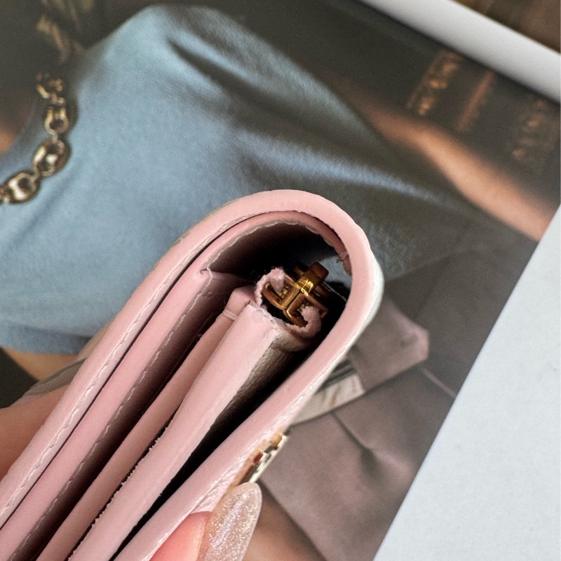 LV M83686粉色煥彩皮革三折釦式中夾🎀-6