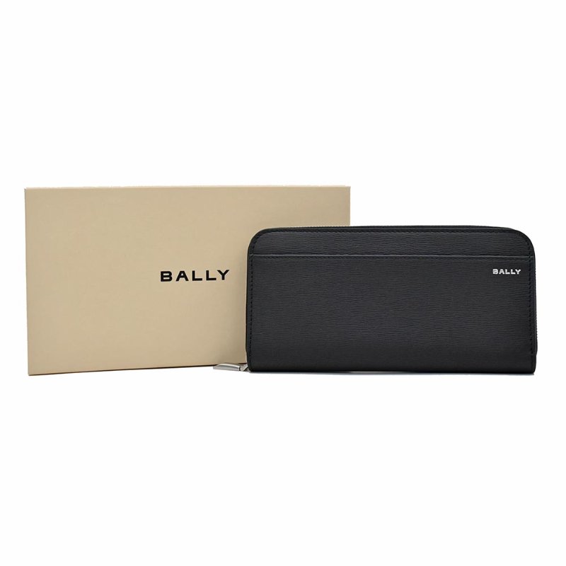 【門市全新現貨】BALLY 水波紋皮革素面LOGO拉鍊長夾(附原廠紙)-5