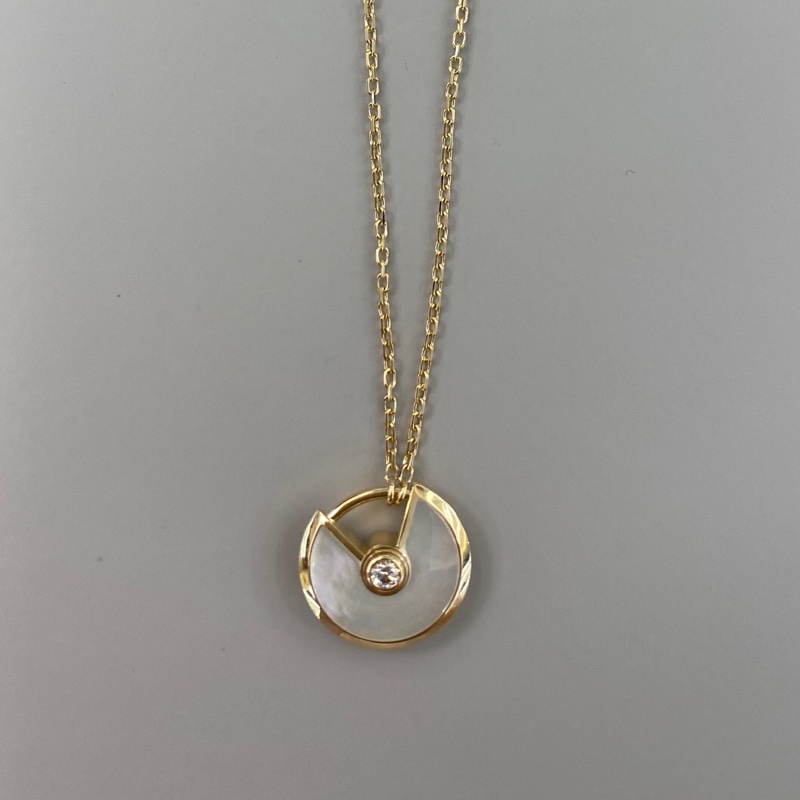 卡地亞Cartier Amulette De Cartier系列 小號白貝母護身符 白貝母鑲嵌一顆鑽石項鍊 查碼-1