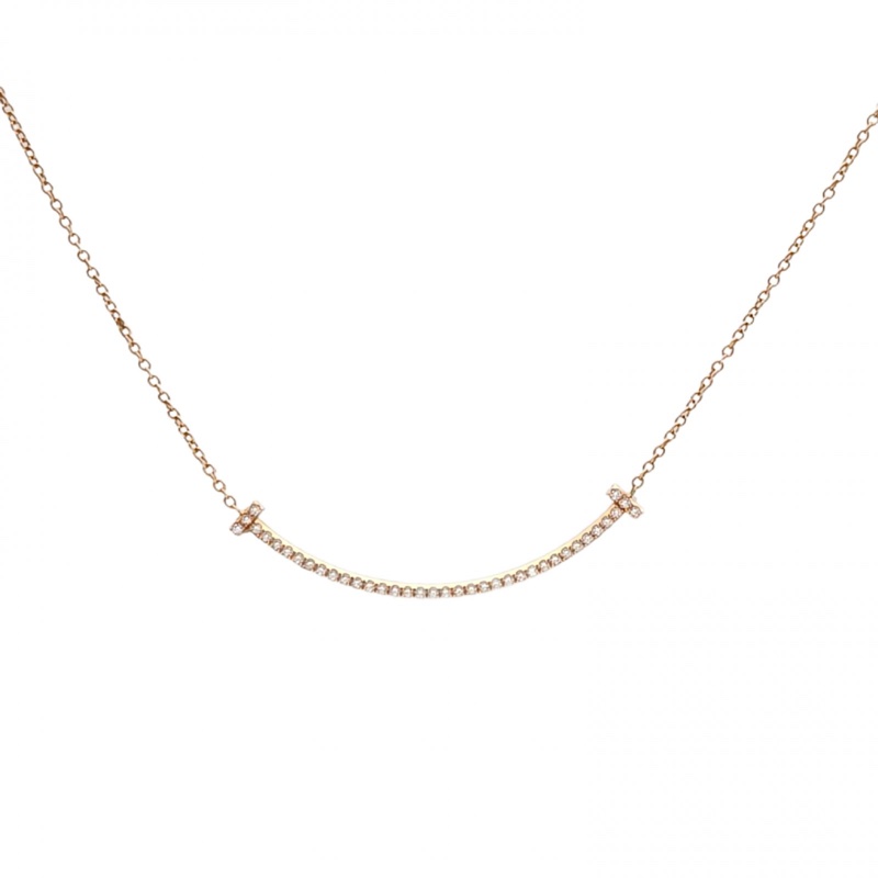 TIFFANY&CO TiffanyT微笑項鏈小號滿鑽18K玫瑰金/鑽石-0
