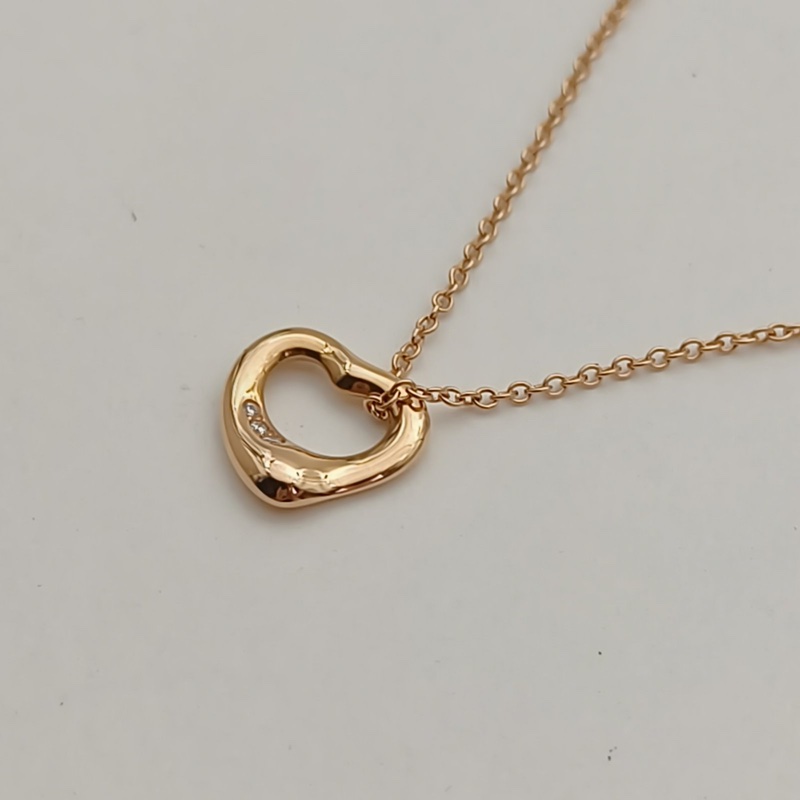 TIFFANY&CO 18K玫瑰金鑽石ElsaPerettiOpenheart愛心項鏈-1