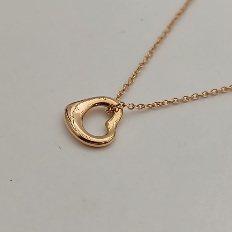 TIFFANY&CO 18K玫瑰金鑽石ElsaPerettiOpenheart愛心項鏈-2