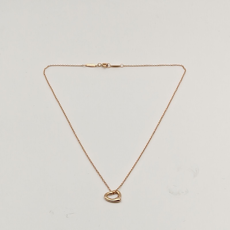 TIFFANY&CO 18K玫瑰金鑽石ElsaPerettiOpenheart愛心項鏈-3