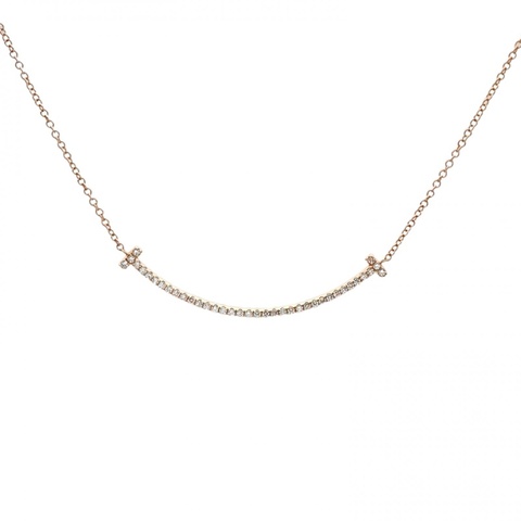 TIFFANY&CO TiffanyT微笑項鏈小號滿鑽18K玫瑰金/鑽石