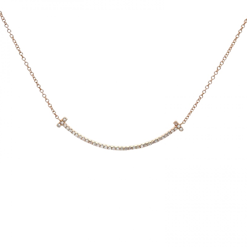 TIFFANY&CO TiffanyT微笑項鏈小號滿鑽18K玫瑰金/鑽石-0