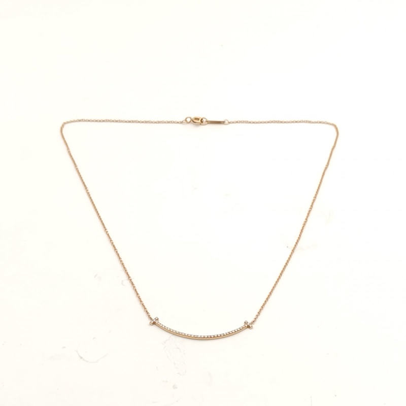 TIFFANY&CO TiffanyT微笑項鏈小號滿鑽18K玫瑰金/鑽石-4