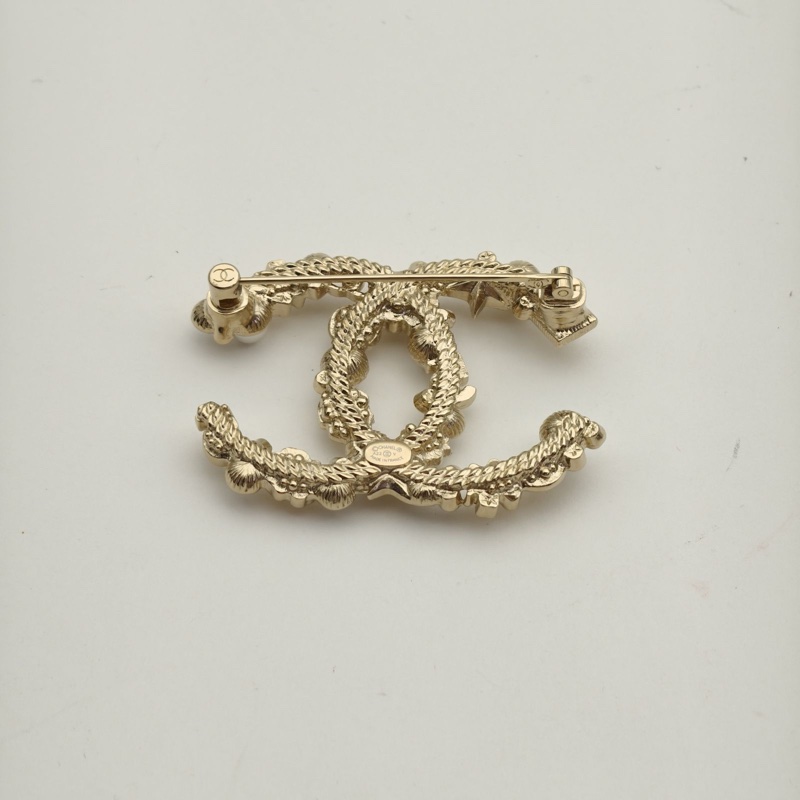 CHANEL 雙C星星山茶花香水珍珠LOGO胸針合金22V胸針-3
