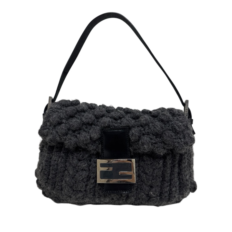 【赫蒂國際精品】Fendi Baguette 灰色毛線針織肩背包 手提包vintage 二手 中古-4
