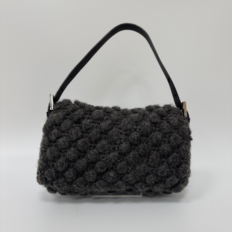 【赫蒂國際精品】Fendi Baguette 灰色毛線針織肩背包 手提包vintage 二手 中古-5