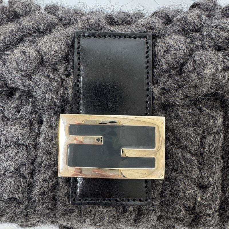 【赫蒂國際精品】Fendi Baguette 灰色毛線針織肩背包 手提包vintage 二手 中古-14