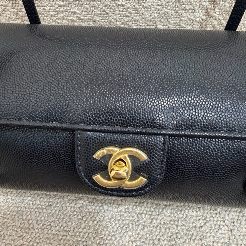 99新✨香奈兒Chanel 26P 黑色圓筒包單肩包 金扣🧡正品-1