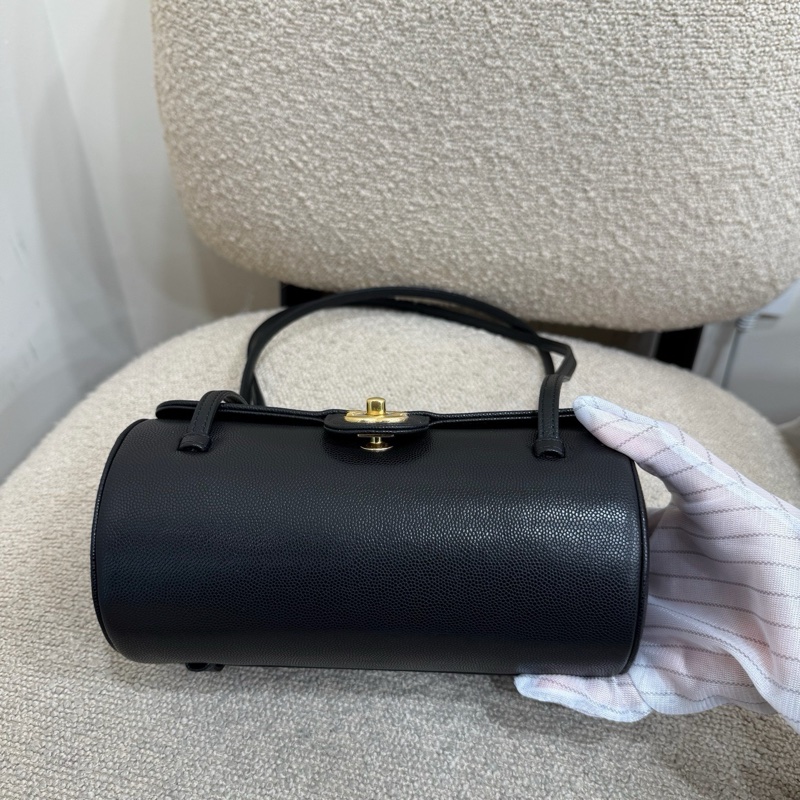 99新✨香奈兒Chanel 26P 黑色圓筒包單肩包 金扣🧡正品-4