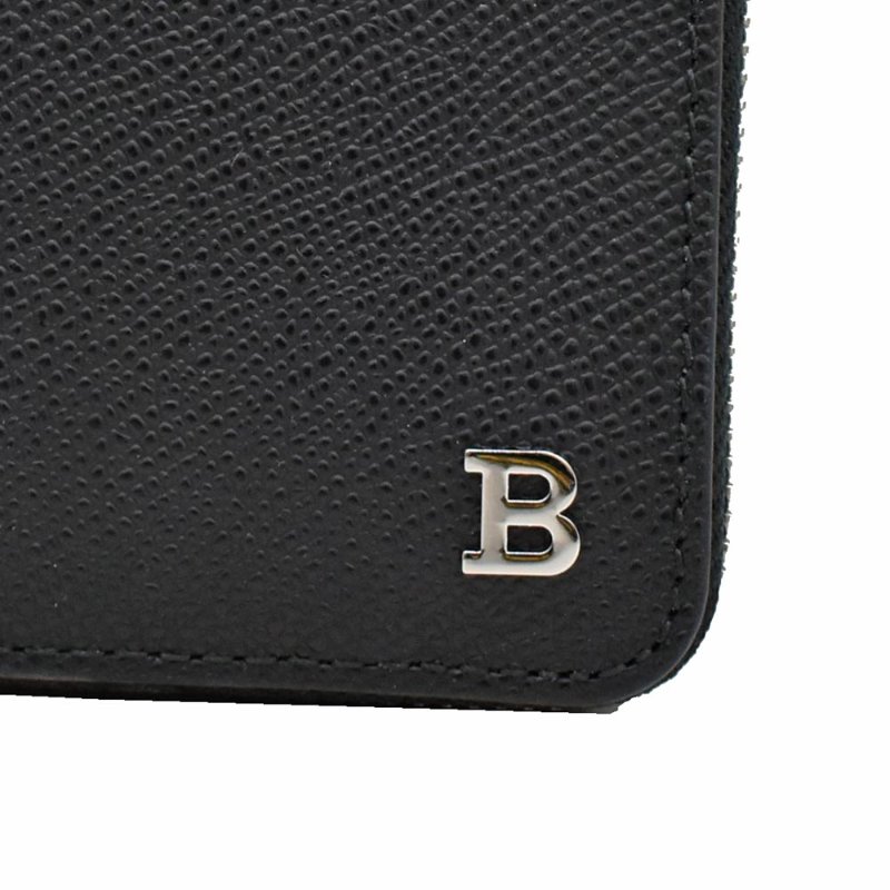 【門市全新現貨】BALLY 粒面牛皮拉鍊B LOGO長夾皮夾(附原廠紙)-2