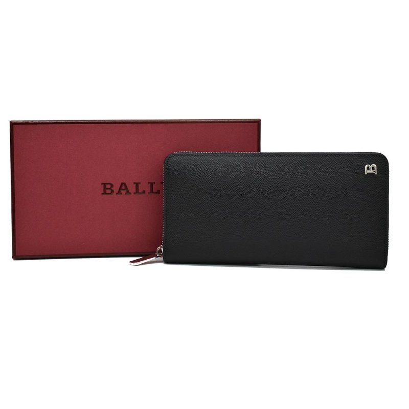 【門市全新現貨】BALLY 粒面牛皮拉鍊B LOGO長夾皮夾(附原廠紙)-4