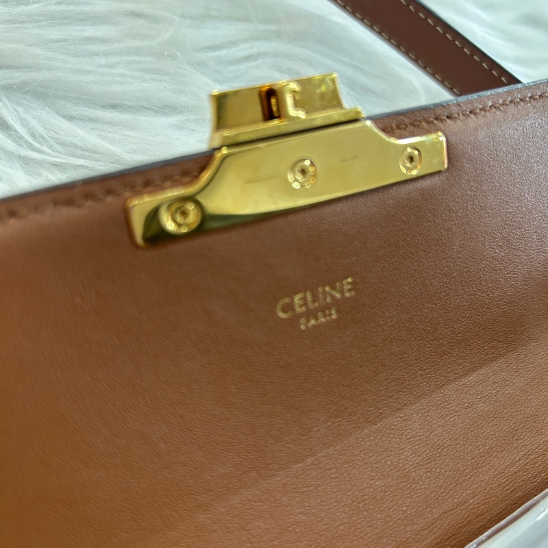 Celine 凱旋門老花 金扣 肩背包 附原防塵袋-4