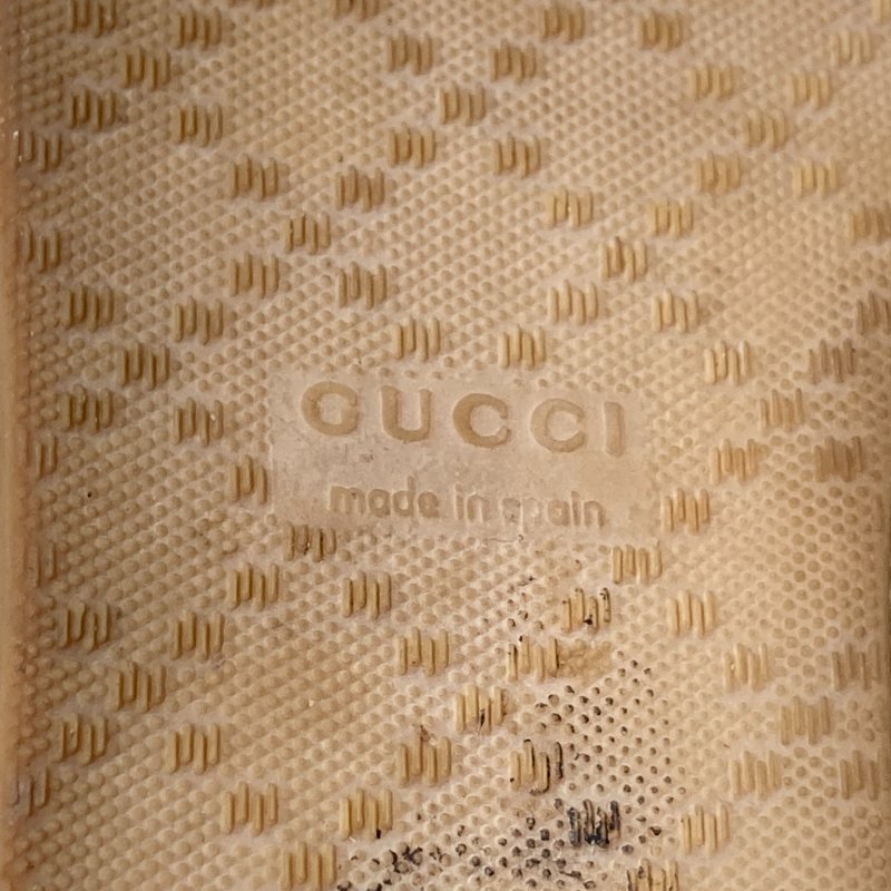 GUCCI 古馳 454703 SIGNATURE SHOES 黑色皮革草編漁夫鞋 SIZE 35 1/2-9