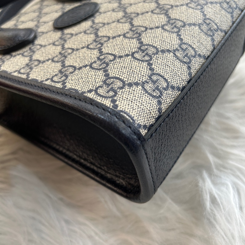 Gucci 老花 深藍邊 mini琴譜包 附原盒防塵袋-2