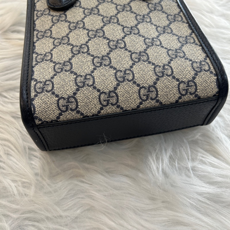 Gucci 老花 深藍邊 mini琴譜包 附原盒防塵袋-4