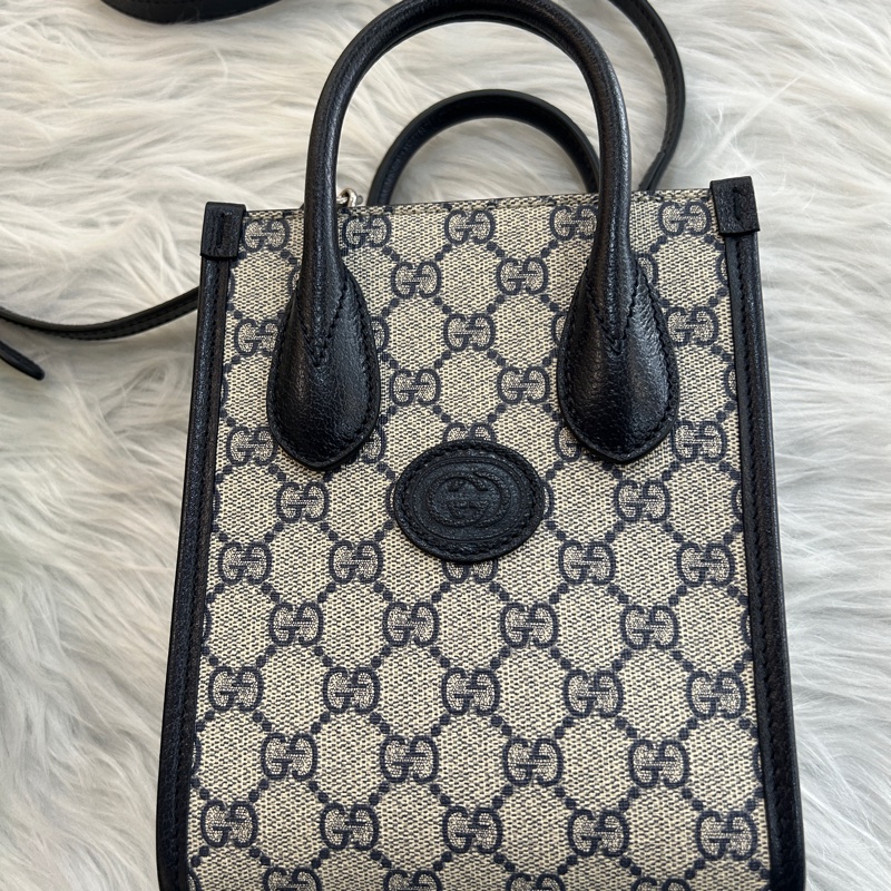 Gucci 老花 深藍邊 mini琴譜包 附原盒防塵袋-7