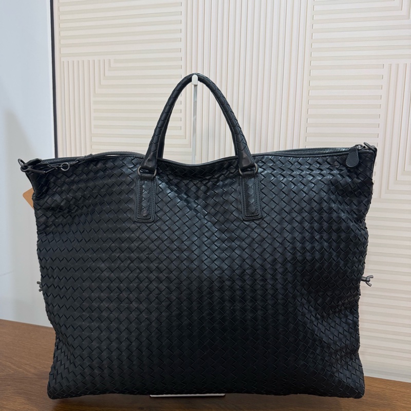 Bottega Veneta葆蝶家 黑色編織皮面變形金剛包男女同款-1