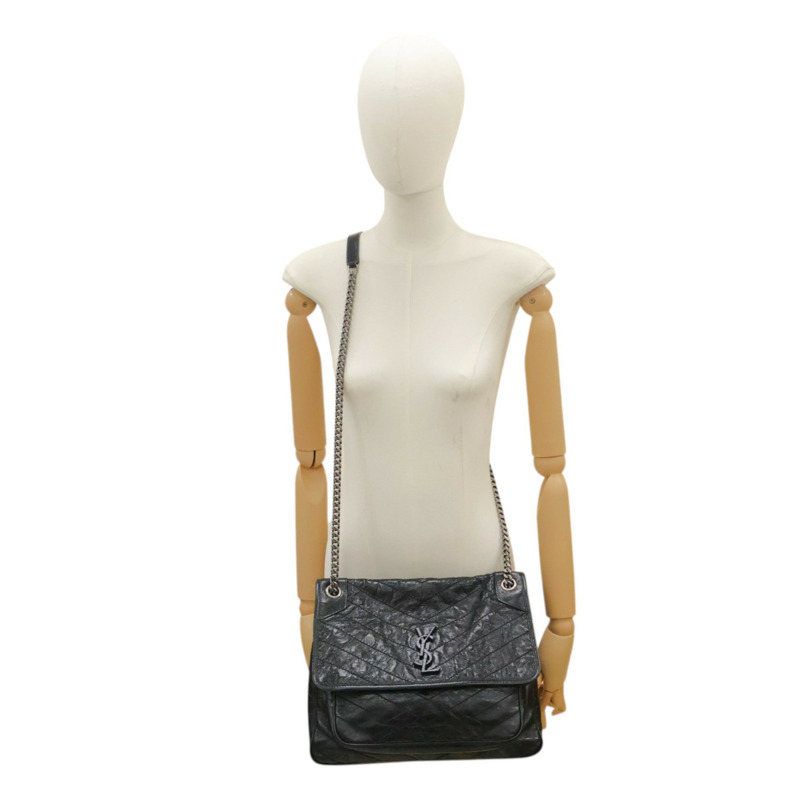 黑色 牛皮 大型 NIKI 肩背包 【SAINT LAURENT YSL 聖羅蘭】 633157-12