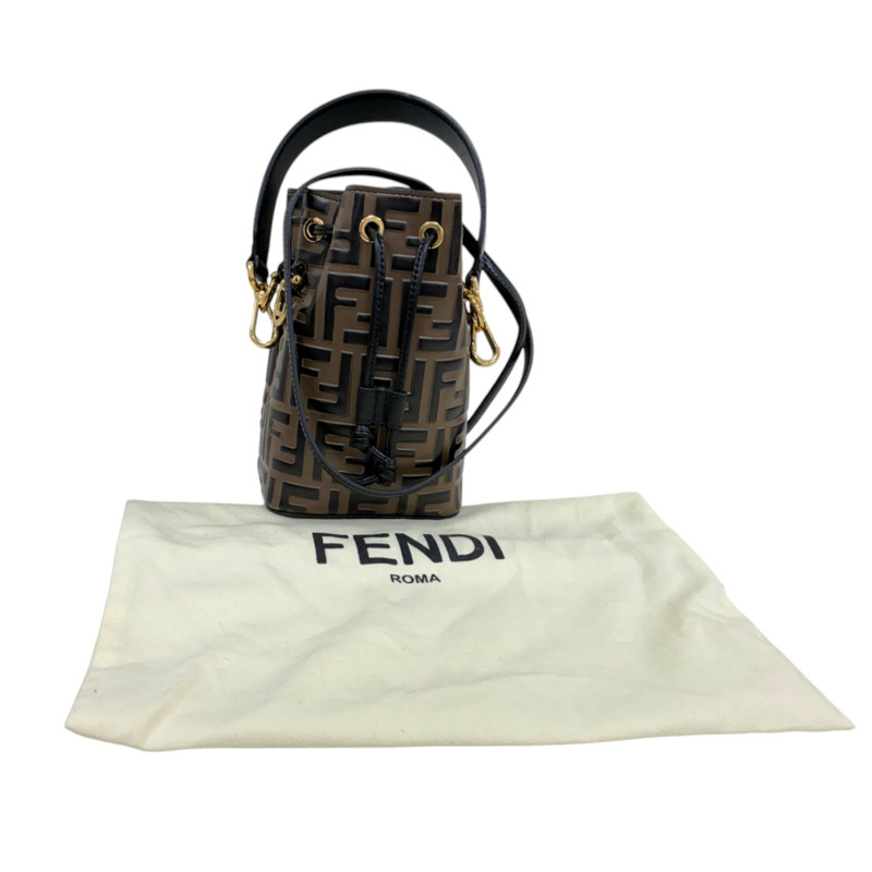 棕色 牛皮 Mon Tresor 兩用包【FENDI 芬迪】 8BS010 A59-9