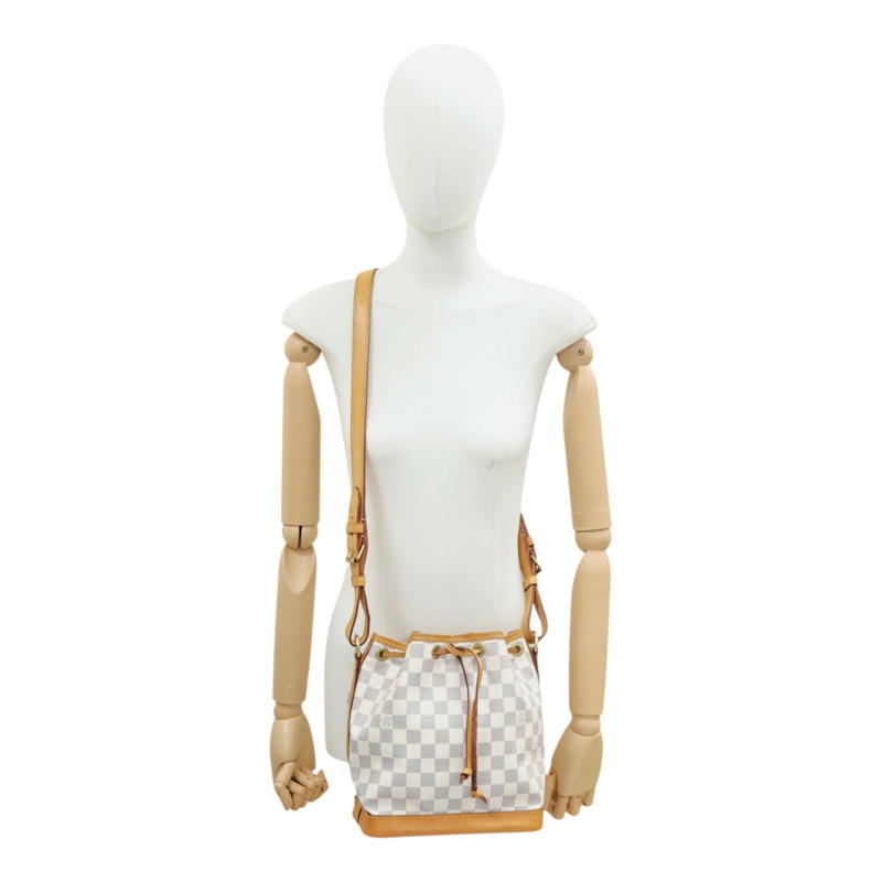 白色 棋盤格 帆布Noe BB 肩背包【LOUIS VUITTON LV 路易威登】 N41220-7