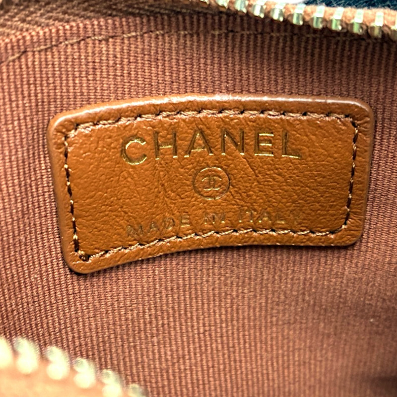 棕色 菱格紋 羊皮 拉鍊 零錢包【CHANEL 香奈兒】-4