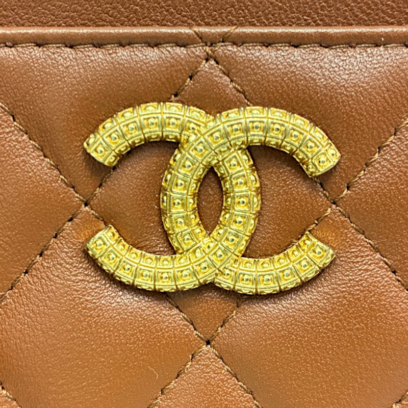 棕色 菱格紋 羊皮 拉鍊 零錢包【CHANEL 香奈兒】-6