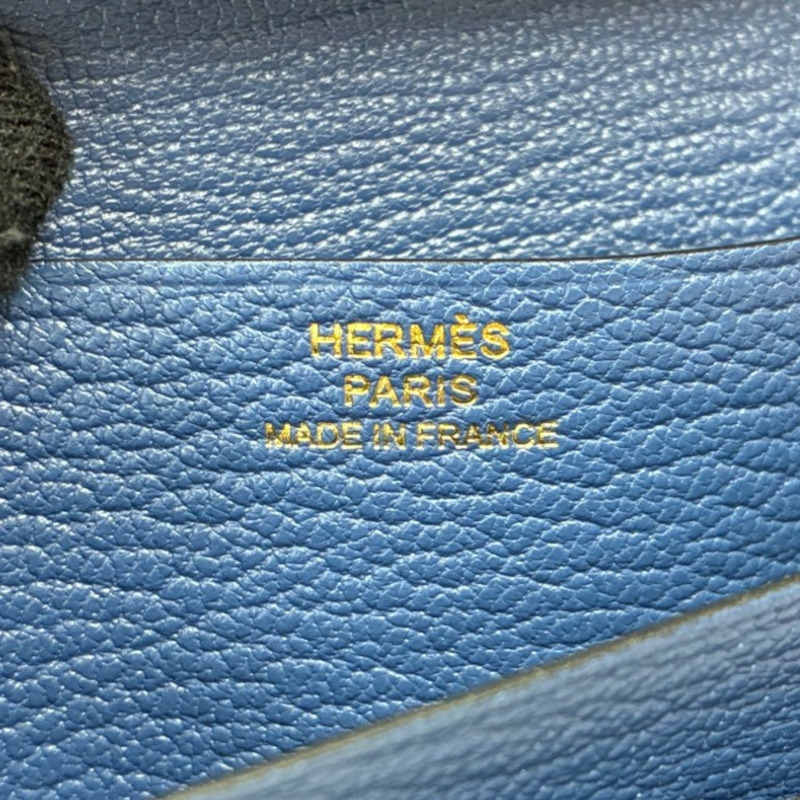 扎染藍 Chevre 皮革 Bearn Soufflet 兩折長夾 X刻【HERMES 愛馬仕】 H039078CC-8