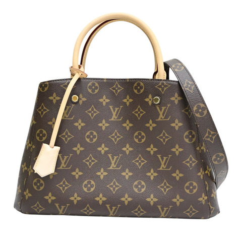 棕色 原花帆布 Montaigne MM 兩用包【LOUIS VUITTON LV 路易威登】 M41056