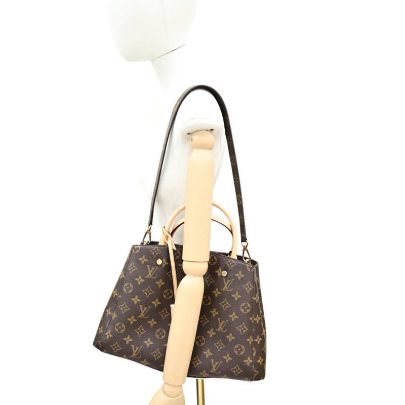 棕色 原花帆布 Montaigne MM 兩用包【LOUIS VUITTON LV 路易威登】 M41056-7