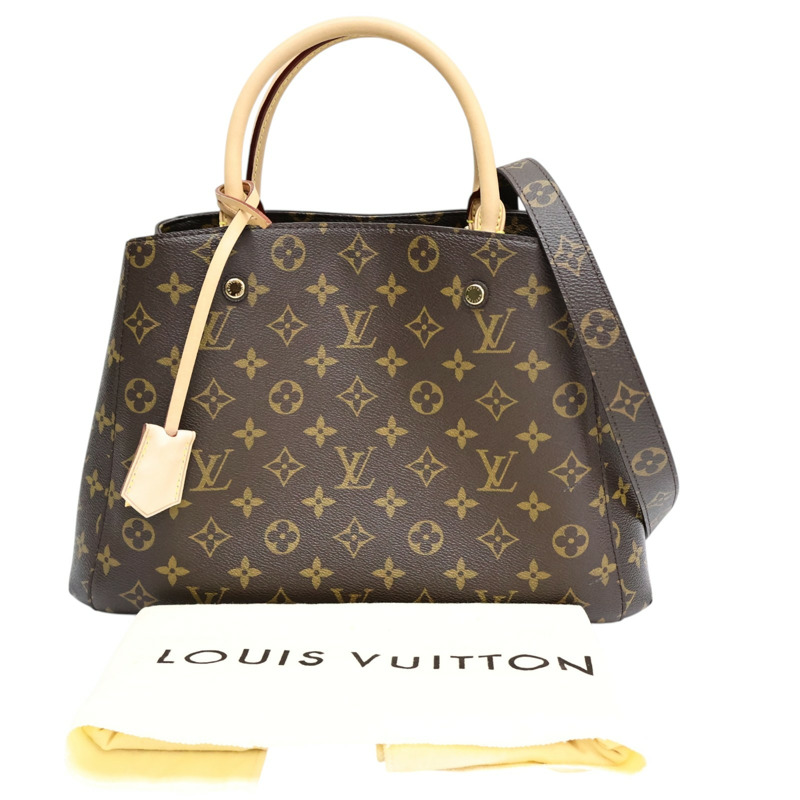 棕色 原花帆布 Montaigne MM 兩用包【LOUIS VUITTON LV 路易威登】 M41056-8