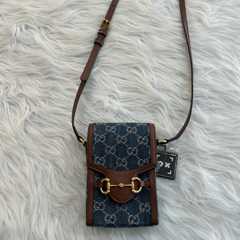 Gucci horsebit 1955 牛仔手機包-0