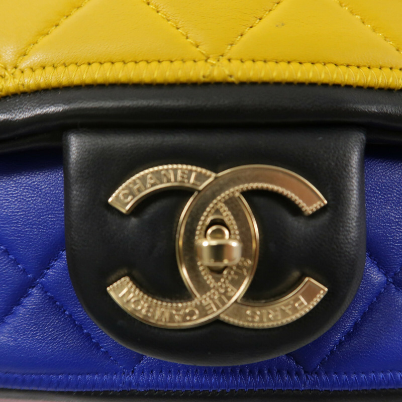 CHANEL 羊皮皮革Colorblock Medium Flap Bag鏈帶肩背袋-6