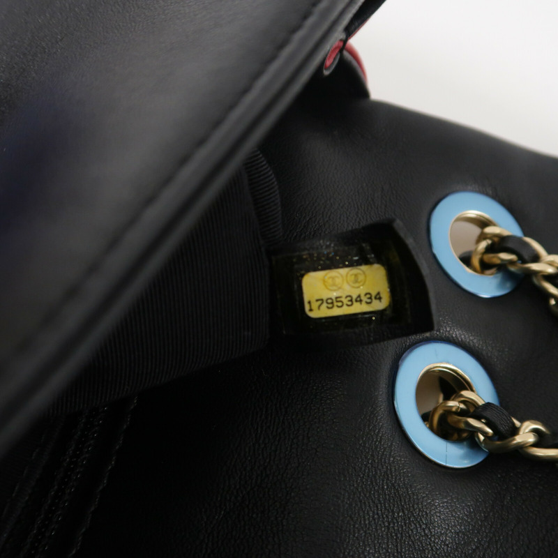 CHANEL 羊皮皮革Colorblock Medium Flap Bag鏈帶肩背袋-8