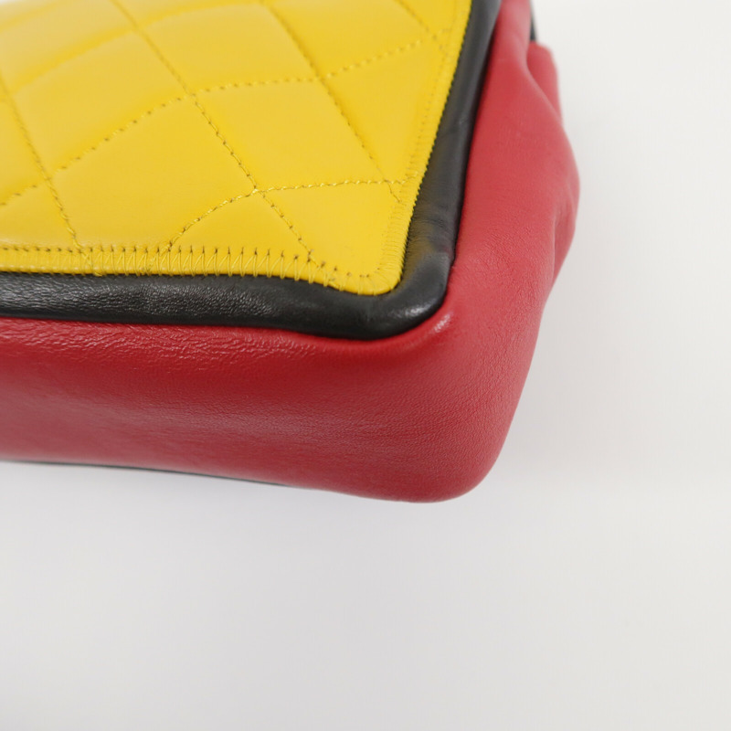 CHANEL 羊皮皮革Colorblock Medium Flap Bag鏈帶肩背袋-14